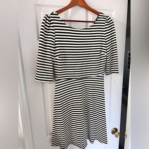 Black and Cream Stripes Swing Dress- size L